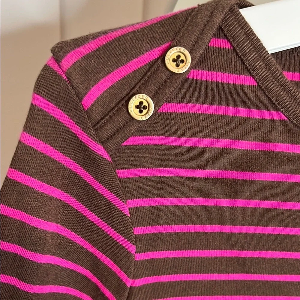 Lilly Pulitzer Pink and Brown 3/4 Sleeve Blouse - Picture 4 of 7